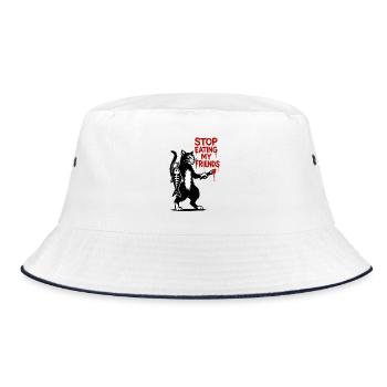 Katze Stop Eating My Friends - Bucket Hat - Weiß/Navy - Vorne