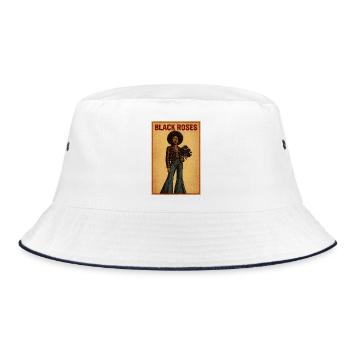 Black Roses Afro Vintage Poster - Bucket Hat - white/navy - Front