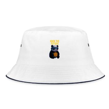 Rock the Future Panda Bitcoin - Bucket Hat - white/navy - Front