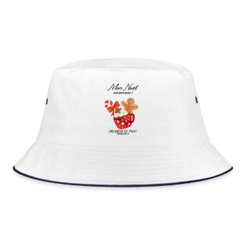 Joyeux_noel_gourmand-_Pain Gewürze - Bucket Hat - Weiß/Navy - Vorne