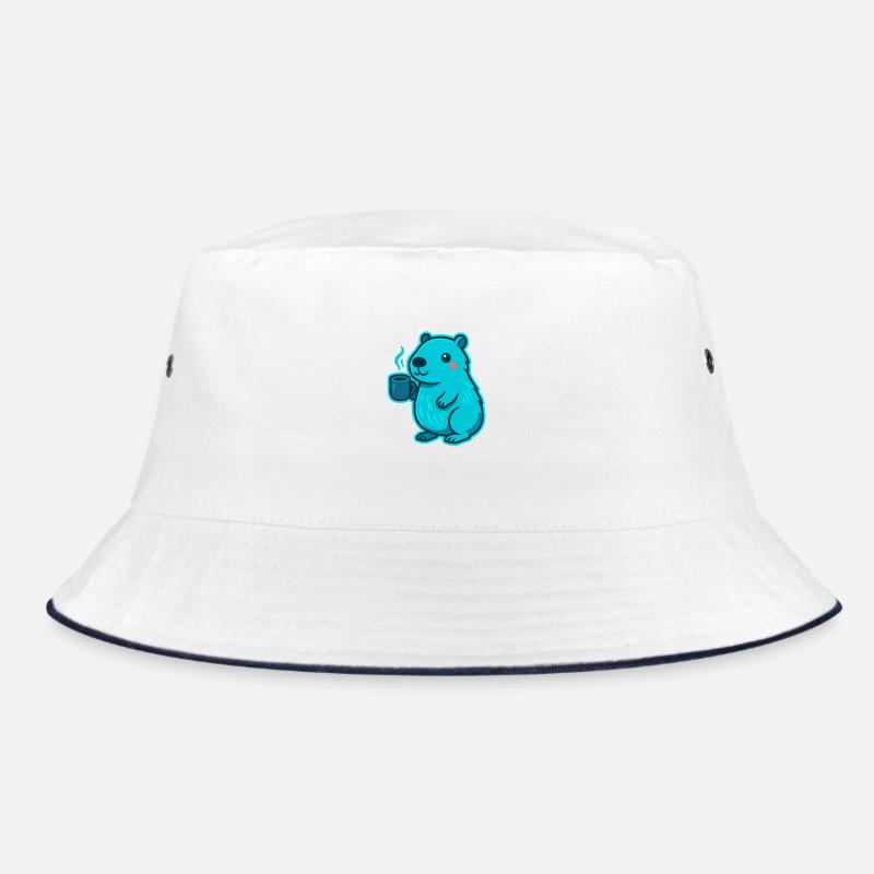 Blauer Capybara mit Kaffee Bucket Hat