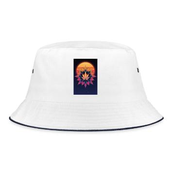 Sun Mandala Cannabis Leaf - Bucket Hat - white/navy - Front