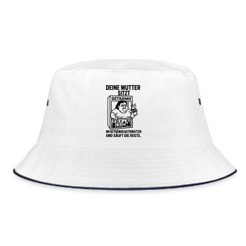 Lustiger Getränkeautomat – Deine Mutter Witz - Bucket Hat - Weiß/Navy - Vorne