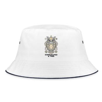 Overqualified Owl Mandala - Bucket Hat - white/navy - Front