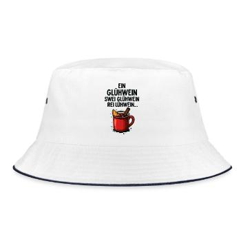 Ein Glühwein, swei Glühwein – Lustig Weihnachten - Bucket Hat - Weiß/Navy - Vorne
