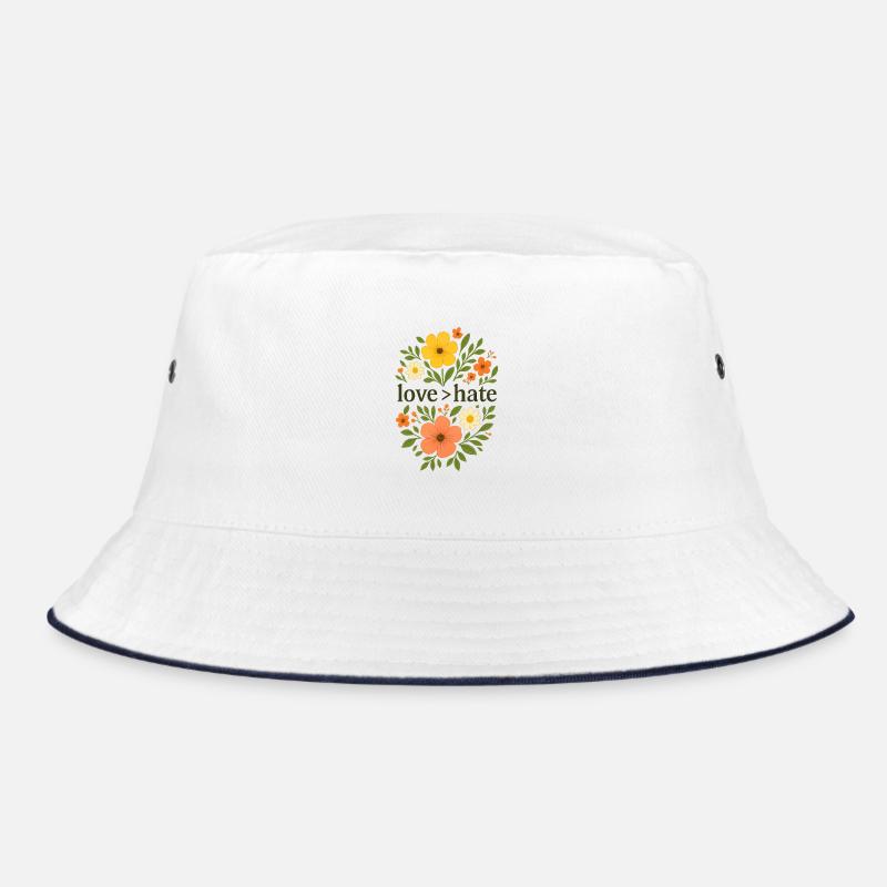 Love > Hate Love is bigger than hate - Bucket Hat - white/navy