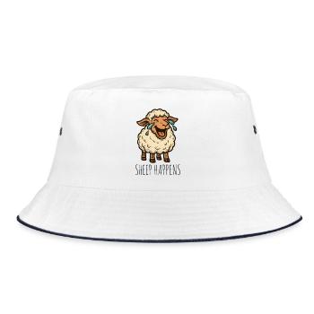 Sheep Happens Shit Happens - Bucket Hat - white/navy - Front
