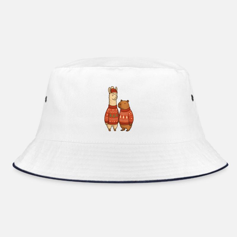 Duo de pulls de Noël Lama et Cabibara - Bob - blanc/marine