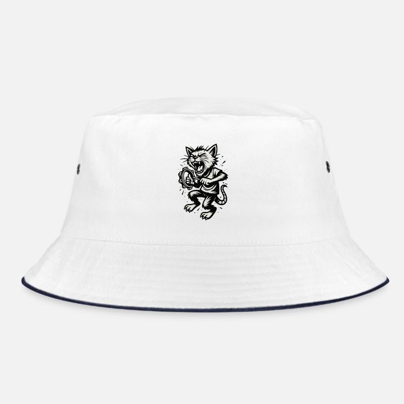 Furious Cat Drummer Bucket Hat