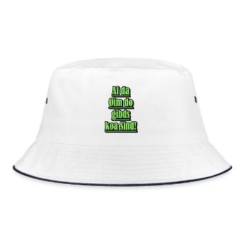 Neon Dialekt Spruch Grün - Bucket Hat - Weiß/Navy - Vorne