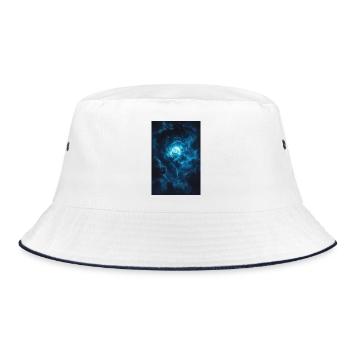 Blue Sky with Moon in Stormy - Bucket Hat - white/navy - Front