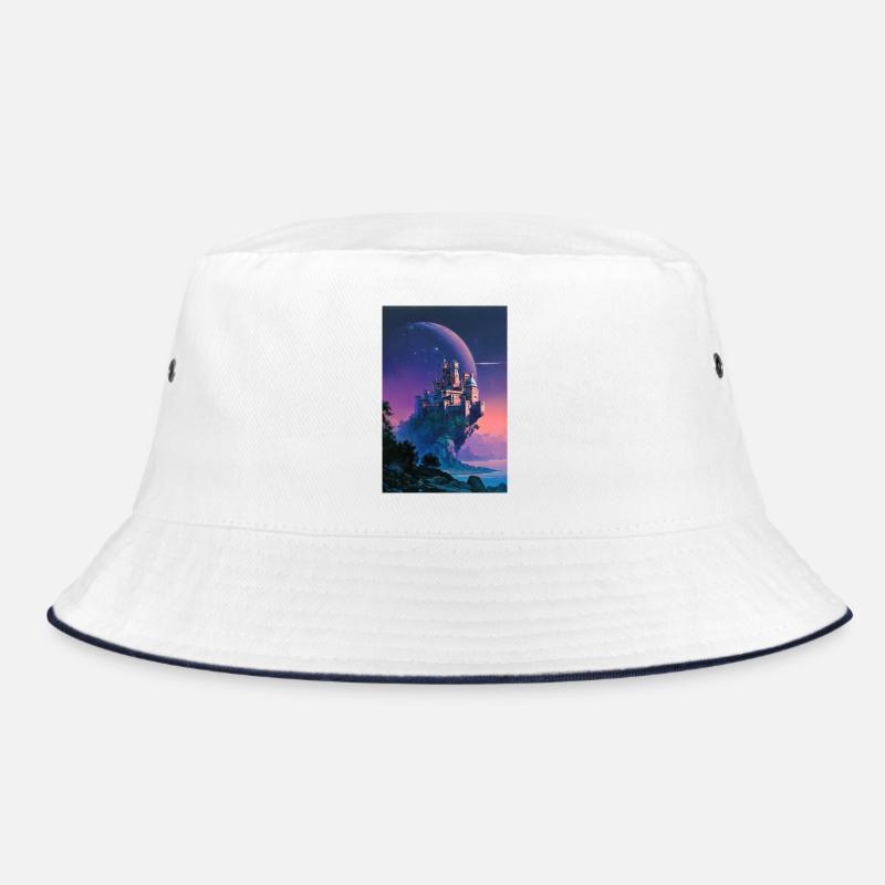 Moonlit Castle Over Nebula Isle Bucket Hat