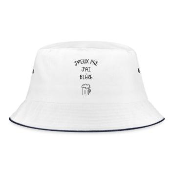 Ich kann nicht, ich habe Bier – Alkohol - Bucket Hat - Weiß/Navy - Vorne