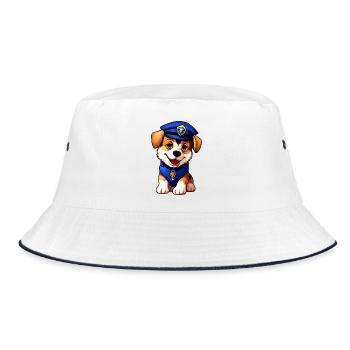 Hund Polizist - Bucket Hat - Weiß/Navy - Vorne