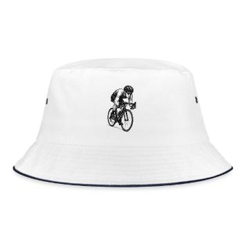 Illustration détaillée du cycliste sur route - Bob - blanc/marine - Devant