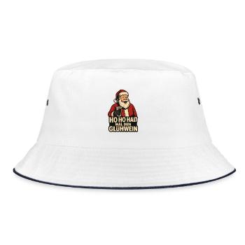 Ho Ho Hold the mulled wine - Bucket Hat - white/navy - Front