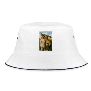 Haile Selassie I Jah Rastafari Rasta Reggae Roots - Bucket Hat - white/navy - Front
