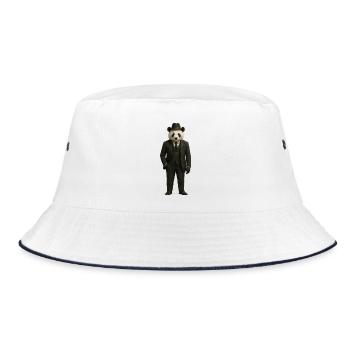 Panda in Elegant Costume - Bucket Hat - white/navy - Front
