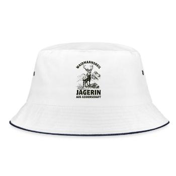 Waidmannsheil - Jägerin aus Leidenschaft - Bucket Hat - Weiß/Navy - Vorne