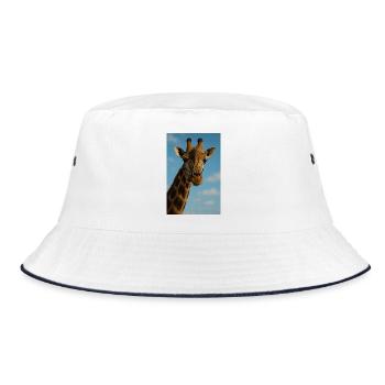 Giraffe Portrait in Blue Sky - Bucket Hat - white/navy - Front