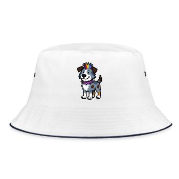  Australian Shepherd Punk Design - Bucket Hat - Weiß/Navy - Vorne