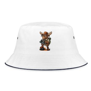 Funny Moose Explorer Hiking Camping Adventure - Bucket Hat - white/navy - Front