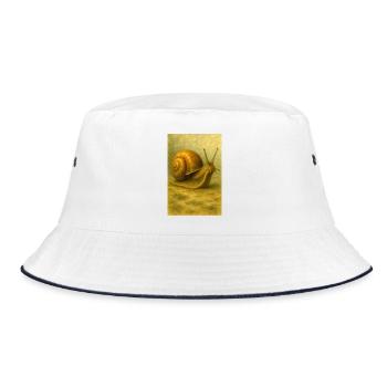 Golden snail in sepia tone - Bucket Hat - white/navy - Front