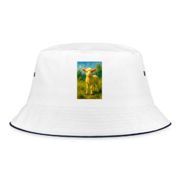 Lamb in pastel sunshine - Bucket Hat - white/navy - Front