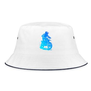 Klassisches Motocross Motiv - Bucket Hat - Weiß/Navy - Vorne