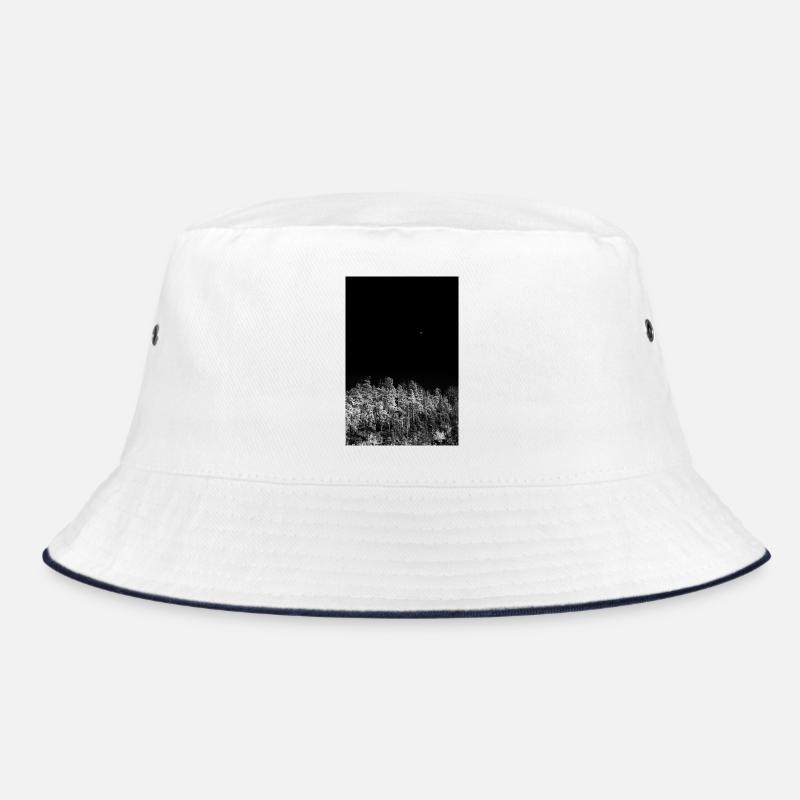 Night forest in monochromatic tones - Bucket Hat - white/navy