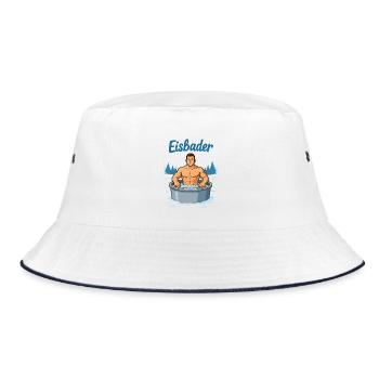 Eisbader Muskelmann im Eisbad - Bucket Hat - white/navy - Front