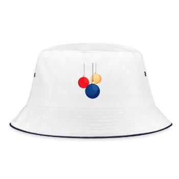 Weihnachtskugeln aufhängen - Bucket Hat - Weiß/Navy - Vorne