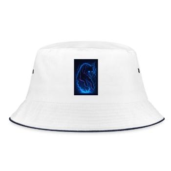 Neonwolf in Donner-Dunkelheit - Bucket Hat - Weiß/Navy - Vorne