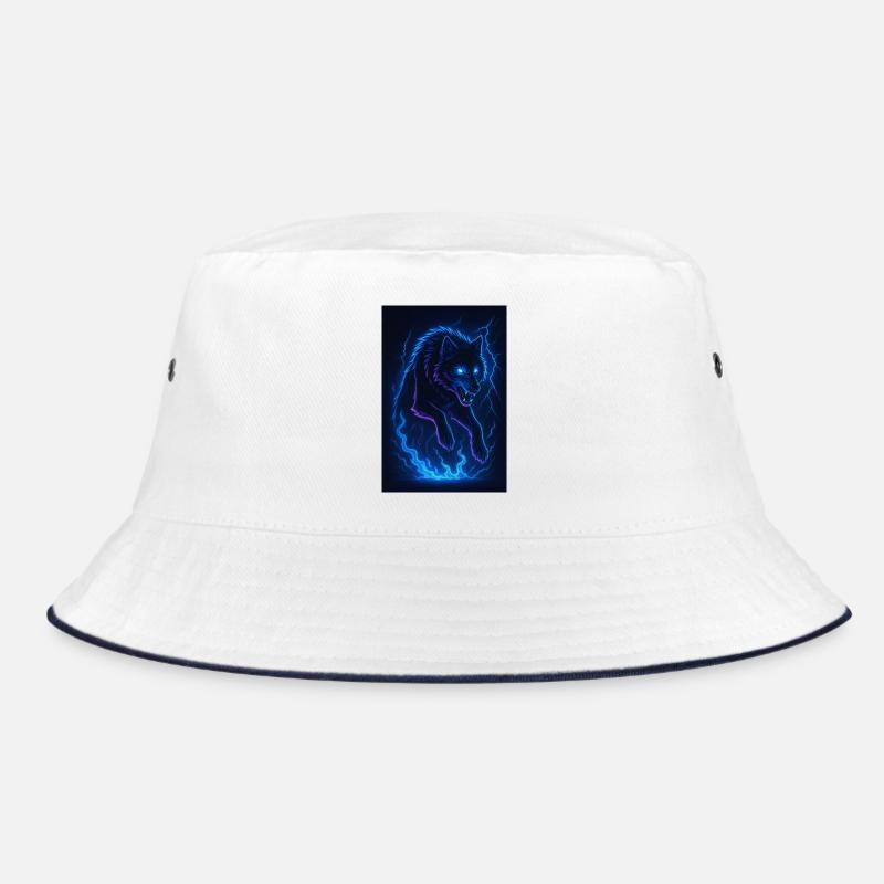 Neon Wolf in Thunder Darkness Bucket Hat