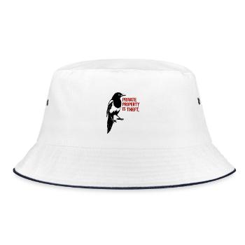 Elster, Krähe und rote Botschaft - Bucket Hat - Weiß/Navy - Vorne