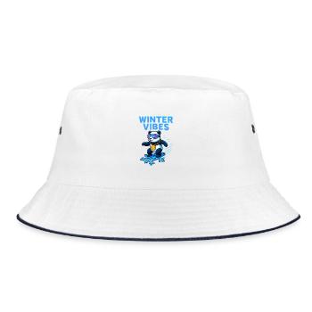 Winter Vibes Panda Neon - Bucket Hat - white/navy - Front