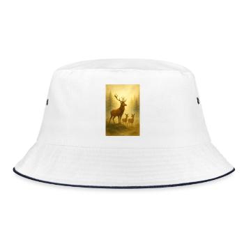 Golden deer family in forest - Bucket Hat - white/navy - Front