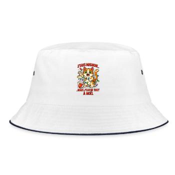 Electric Christmas Kitten and Garlands - Bucket Hat - white/navy - Front