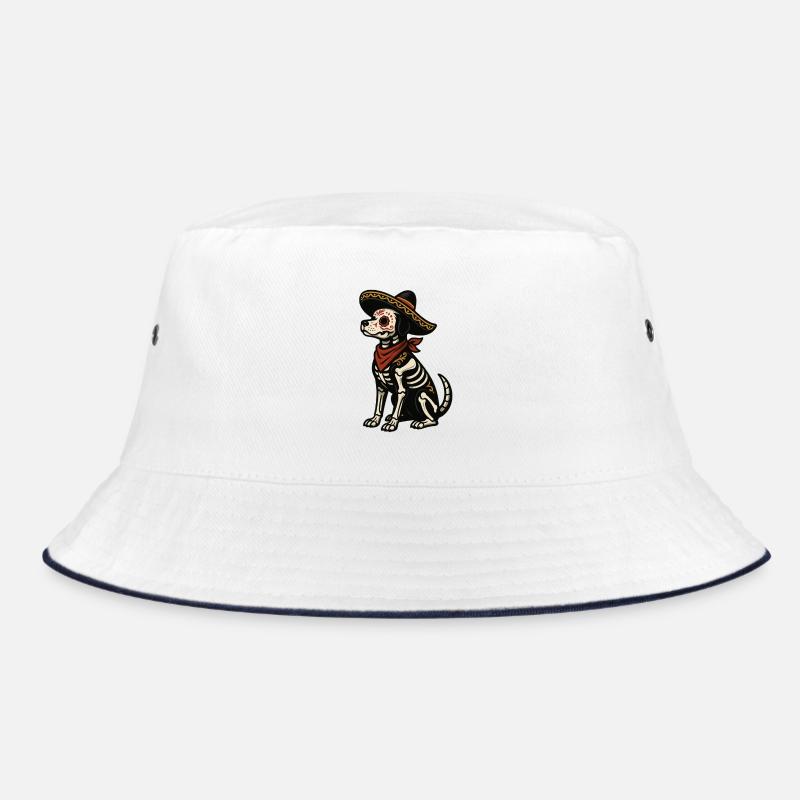 Skeleton dog in sombrero Bucket Hat