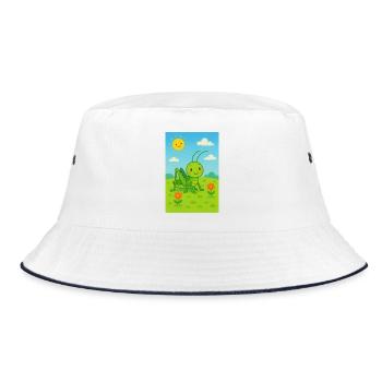 Green grasshopper in sunshine - Bucket Hat - white/navy - Front