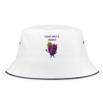 Zuckertraube mit Herzaugen - Bucket Hat - Weiß/Navy - Vorne