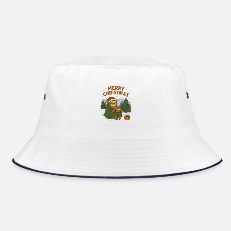 Weihnachtsfauli im Schnee - Bucket Hat - Weiß/Navy