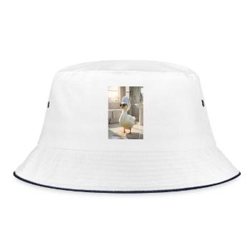 Spa Duck in Towel Turban - Bucket Hat - white/navy - Front