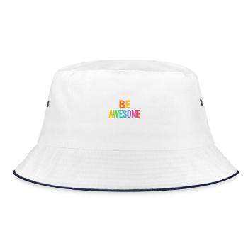 Be Awesome Regenbogen Boost - Bucket Hat - Weiß/Navy - Vorne