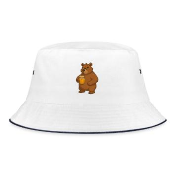 Grumpy Bear logo t-shirt with a jar of honey - Bucket Hat - white/navy - Front