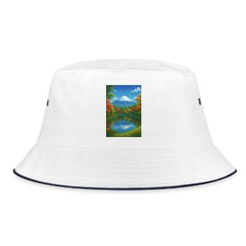 Mount Fuji Bei Herbst  - Bucket Hat - Weiß/Navy - Vorne