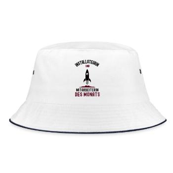 Mitarbeiterin des Monats Installateurin Sanitär - Bucket Hat - Weiß/Navy - Vorne