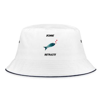 RETIREMENT. I CAN'T. I FISHED. SINNER. HUMOR - Bucket Hat - white/navy - Front