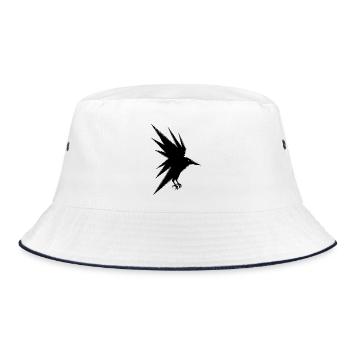 Abstrakter schwarzer Rabe im Flug - Bucket Hat - Weiß/Navy - Vorne