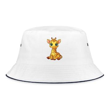 Sitzende Giraffen - Bucket Hat - Weiß/Navy - Vorne
